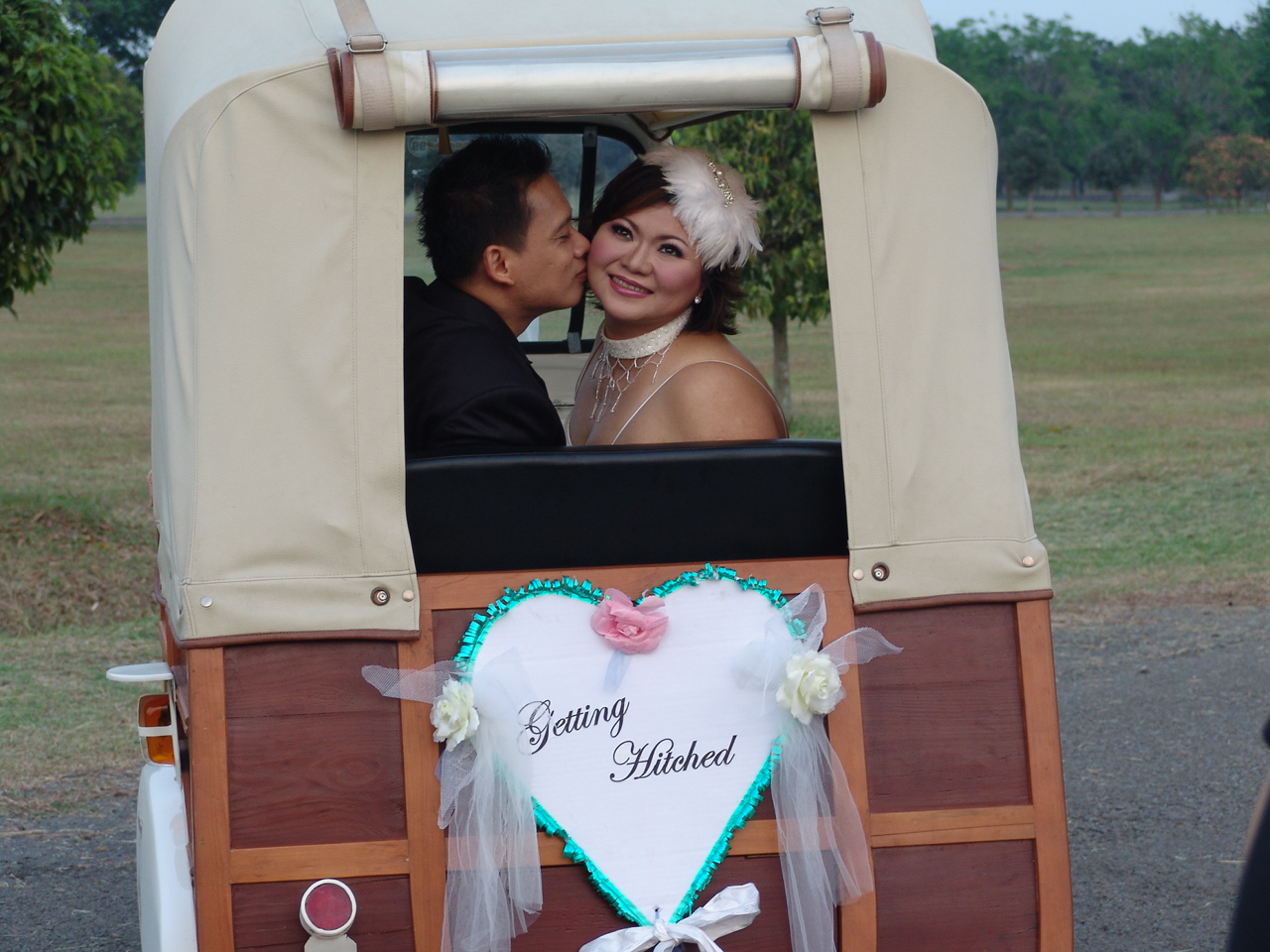Detail of handcrafted wedding sidecar with classic upholstery by Scooter99